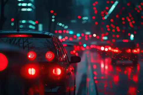 feux arrières de voitures la nuit