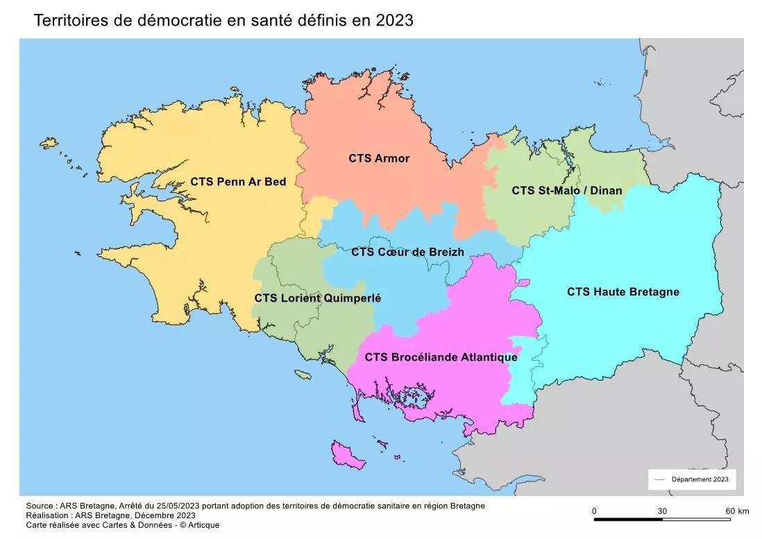 Carte de territoires de démocratie en santé