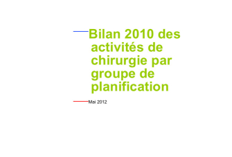 Les Rapports de l'ARS - Bilan 2010 des activités de chirurgie