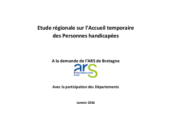 Etude régionale sur l'Accueil temporaire des personnes handicapées