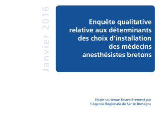 Déterminants des choix d’installation des médecins anesthésistes bretons