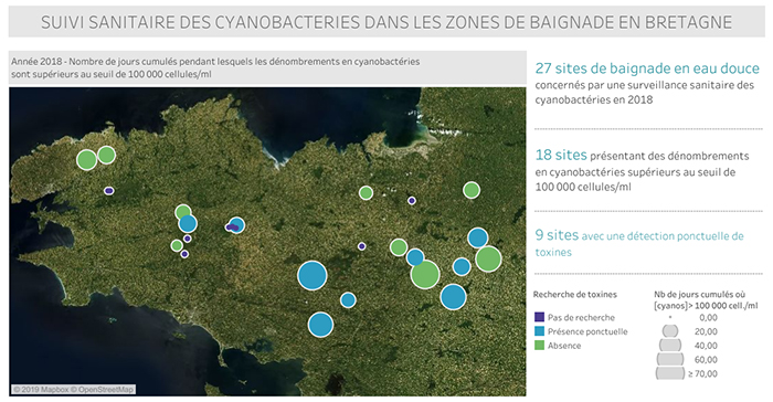 La data visualisation de l'OEB sur les cyanobactéries