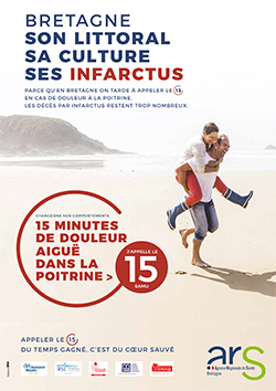 affiche de la campagne infarctus : un seul réflexe, faites le 15 !