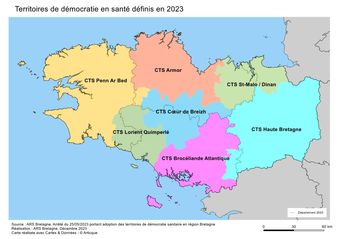 Carte de territoires de démocratie en santé