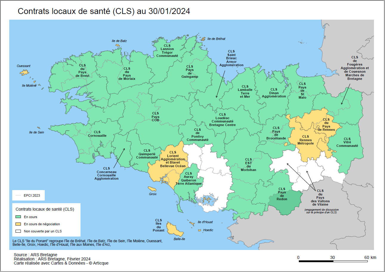 Carte des CLS de Bretagne, mise à jour le 06/02/2024