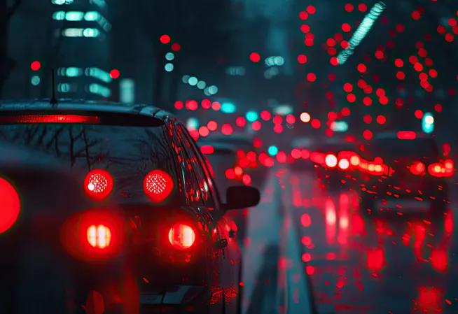 feux arrières de voitures la nuit